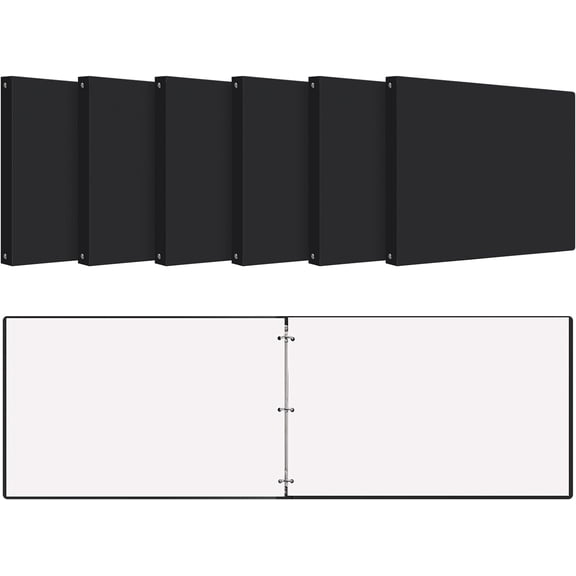 6 Pcs 11 x 17 3 Ring Binders Black 11" x 17" Round Ring Binders Large Folder for Pressboard Presentation, Reports, Proposals, Documents(0.5 Inch)