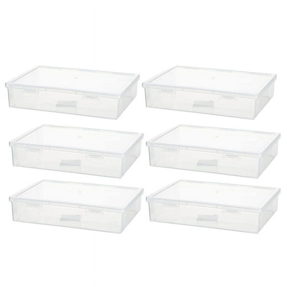 6 Pcs 11In x 8In 2In Plastic Storage Box with Lid Multipurpose Craft Organizer Containers Clear Pencil Case