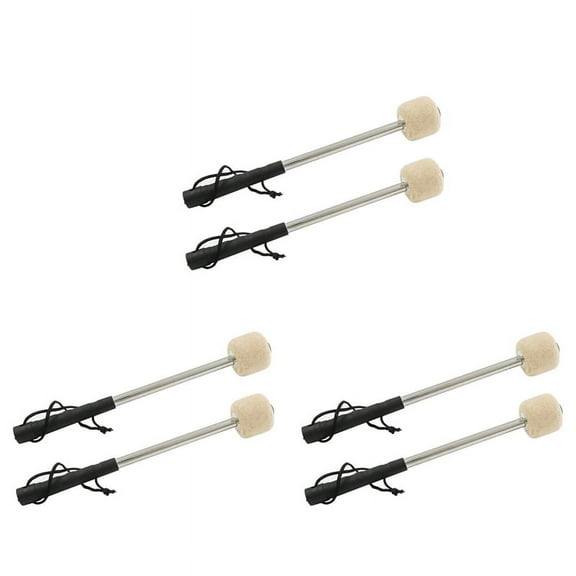 6 Pcs 12.5Inch Steel Drum Mallets,Wool Felt Drum Sticks with Stainless Steel Handle, Anti-Slip Wool Drum Mallets