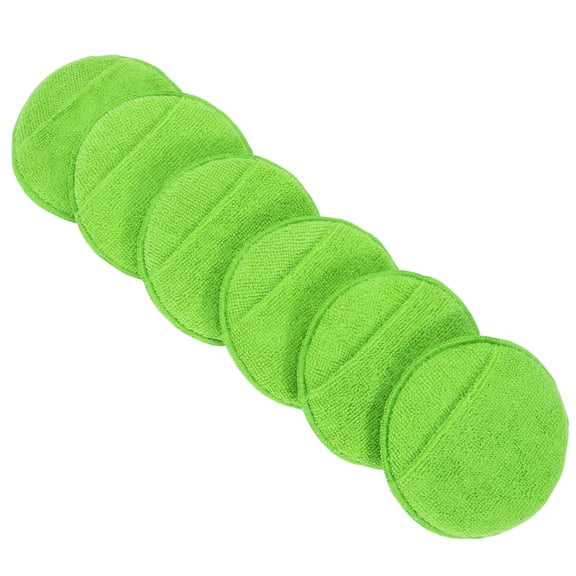 6 Pcs 12.5cm Universal Microfiber Polishing Buffing Pad Auto Woolen Buffing Waxing Pad Car Polisher Buffer Drill Attachment Grass Green