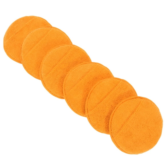 6 Pcs 12.5cm Universal Microfiber Polishing Buffing Pad Auto Woolen Buffing Waxing Pad Car Polisher Buffer Drill Attachment Tangerine