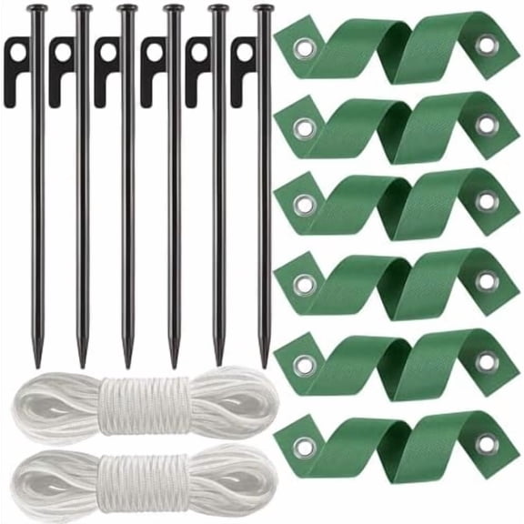 6 Pcs 12 Inch Heavy Duty Steel Tree Stake Kits, Tree Stakes and Supports for Young Trees Against Bad Weather Leaning Tree Anchor Straightening Kit, Bonus Tree Straps & Rope for Anchoring