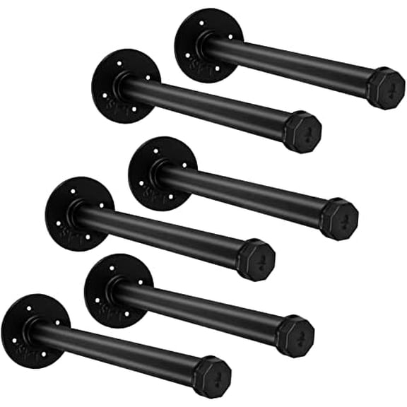 6 Pcs 12 Inch Industrial Pipe Clothes Bar, Wall Mounted Clothes Rack, Matte Black$$Home Decor, Kitchen, & Other