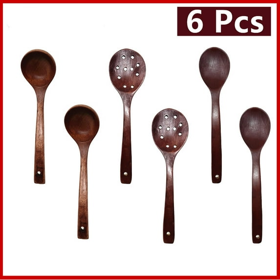 6 Pcs 12" of Wooden Spoons for Cooking, Wood Tools, Kitchen Utensils, Spatula Set