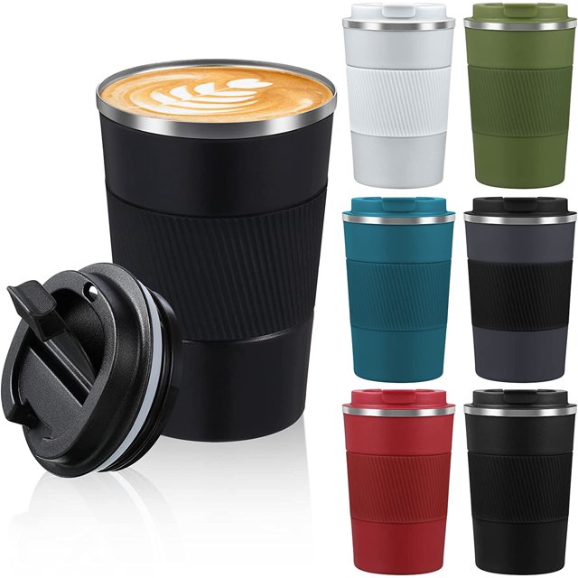 6 Pcs 12oz Travel Mug, Insulated Coffee Cup with Lid Leak Proof