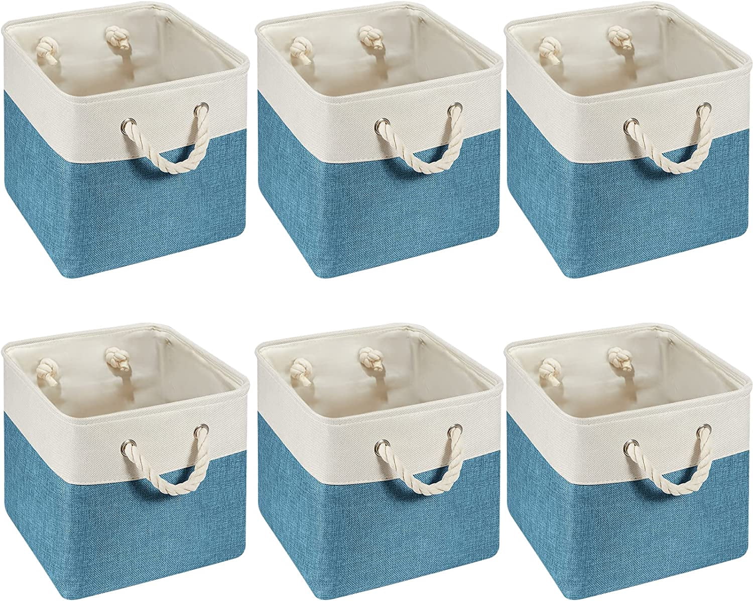 6 Pcs 13 x 13 Inch Cube Storage Bins Fabric Storage Organizer Bins ...