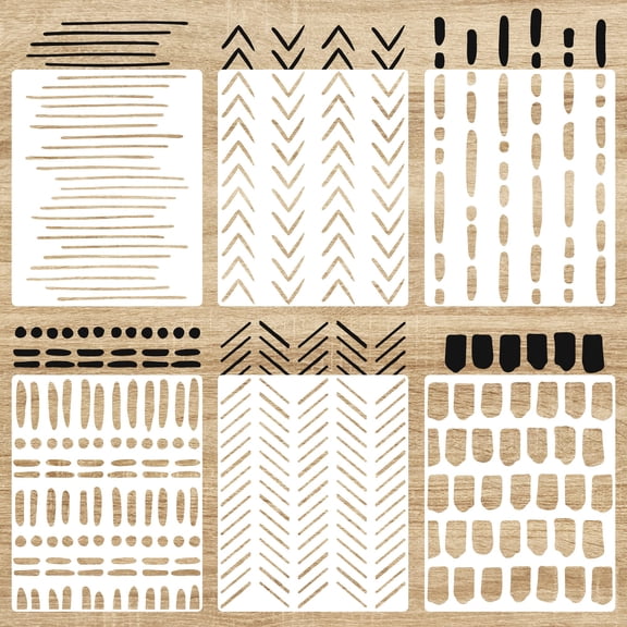 6 Pcs 14" Large Geometric Wall Stencils Reusable Polyethylene Terephthalate