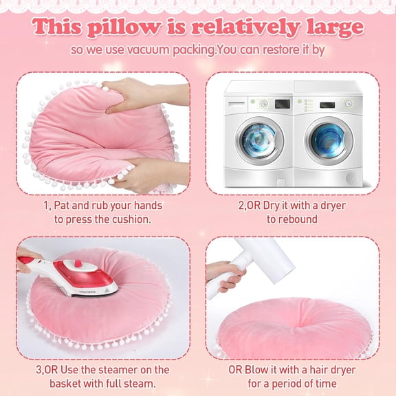 6 Pcs 15 Inch Floor Pillow for Classroom Round Floor Cushion Flexible Dutch Velvet Corner Reading Cushion Seat for Kid Adult Preschool Playroom Daycare Nursery Picnic Elementary(Pink)$$