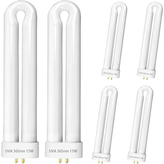 6 Pcs 15W 4-Pin Zapper Light Bulb Compatible with Black Flag BZ-15 BB-15WHT Flowtron BK-15D Hemiua T6, T8, T9 Stinger B1515 FP15 UV15 TZ15 & Most 15W U-Shaped Replacement Bulb, Indoor/Outdoor Use