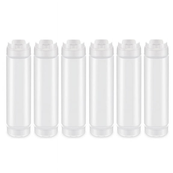 6 Pcs 16 Oz Inverted Plastic Squeeze Bottles, Refillable Tip Large Valve Dispenser Condiment Bottle for Sauces