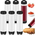 thumbnail image 1 of 6 Pcs 16 oz Condiment Squeeze Bottles Inverted Plastic Squeeze Bottle for Sauces Refillable Tip Large Valve Dispenser Ketchup Sour Cream Self Sealing Syrup Dispenser for Restaurants (Black), 1 of 6
