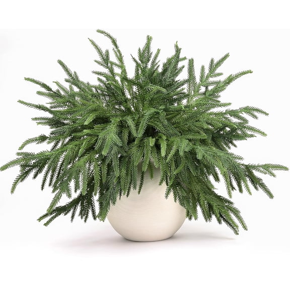 6 Pcs 18" Real Touch Artificial Pine Branches, Tabletop Droopy Greenery Stems, Faux Cedar Picks for Vase, Garland Accessories, Holiday Winter Decor for Home Indoor,