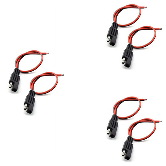 6 Pcs 18AWG SAE Extension Cable 2-Pin SAE Quick Connector Disconnect Plug 10A Solar Battery Panel SAE Plug Wire 1Ft/30cm
