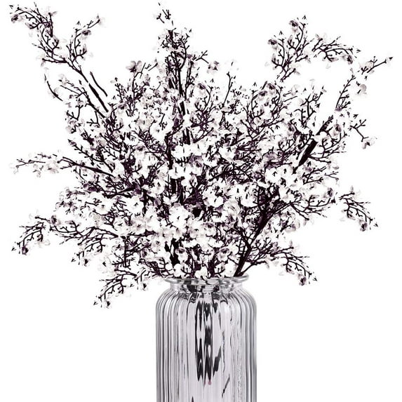 6 Pcs 19'' Artificial Baby Breath Flowers Babies Breath Flowers Bush Fake Gypsophila Bouquets Artificial Gypsophila Flowers for Wedding Bridal Party DIY Home Floral Arrangement Decor (White)