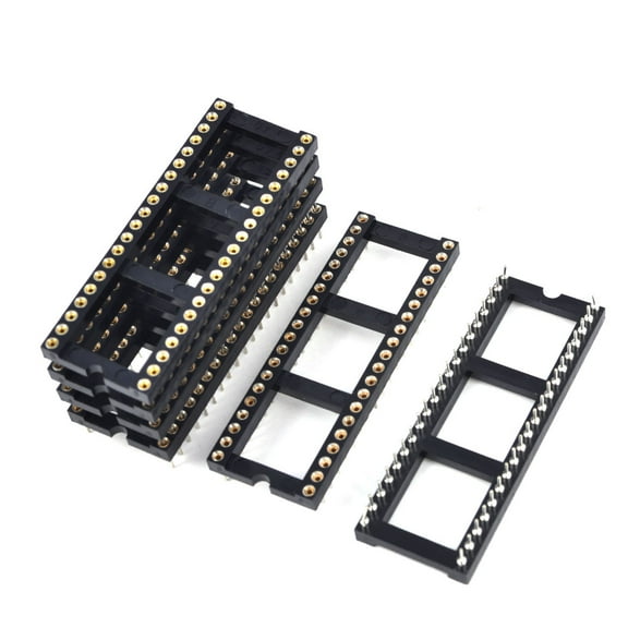 6 Pcs 2.54mm Pitch 40-Pins Round Hole Soldering Width DIP IC Socket Adapter