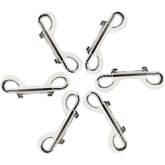 6 Pcs 2.7 Inch Double Ended Bolt Snaps Hook, Zinc Alloy Double Snap Hook Chain Clips for Dog Leash Key Chain Horse Tack Pet Feed Bucket Garage Use, Nickel