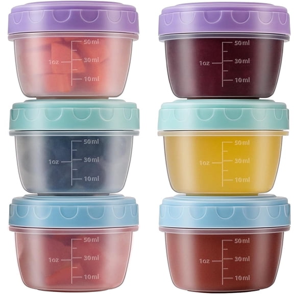6 Pcs 2.7 OZ Salad Dressing Container to Go with lids,Dishwasher and Microwave Safe Tiny Condiment Containers with Graduated Lines, Reusable and Leakproof Small Sauce Containers for Lunch Box