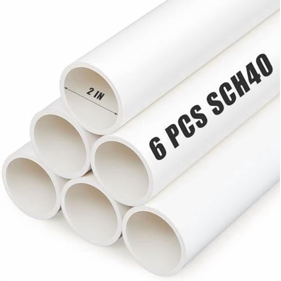 6 Pcs 2 Inch PVC Pipe 16.7" Long White Sch40 Industrial PVC Pipes for Home Diy, Garden, Greenhouse, Farm, Workshop, Furniture Grade(2" x 16.7"L)$$Plumbing & HVAC