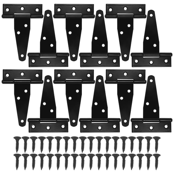 6 Pcs 2 Inch T Strap Hinges, Black Heavy Duty Tee Hinge with Screws, Carbon Steel Strap Hinge for Barn Door Fences Cabinet Gate Shutter (Galvanized Rustproof)
