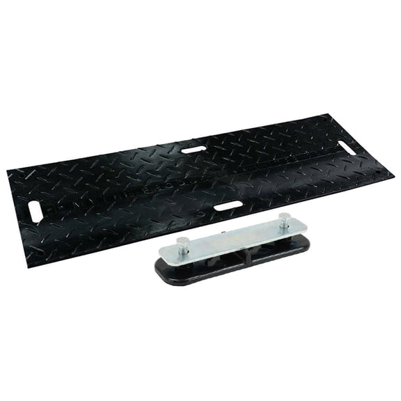 (6 Pcs) 2' x 6' Ground Protection Mats Kit w/ 10 Pcs Single Connectors - Black, 1/2" Thick, 35 Tons Load Capacity