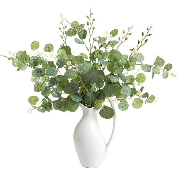 6 Pcs 20" Artificial Eucalyptus Stems, Realistic Faux Silver Dollar Greenery Branches for Vase Decor, Wedding Centerpieces, Farmhouse Home Party Decor, Bendable Stems & No Fade
