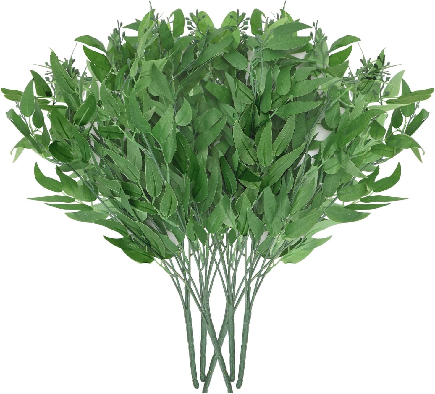 6 Pcs 22'' Artificial Greenery Branches Stems Fake Green Leaf Willow Leaves Artificial Plants for Vase Home Party,Wedding Party Table Centerpiece Decoration