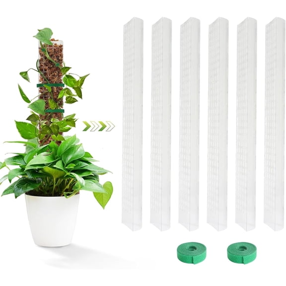 6 Pcs 24 inch Plastic Moss Pole for Plants Monstera, Jorking 6×24'' Plant Poles for Climbing Plants, Plant Support for Indoor Plants Sphagnum Moss