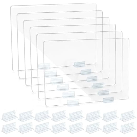 6 Pcs 24 x 16 Inches Acrylic Desk Divider Partition and 16 Pcs Counter Desk Acrylic Panels Holder for School, Business, Office, Fasten Panels from (1/8 to 1/4) Inch Thick$$Office