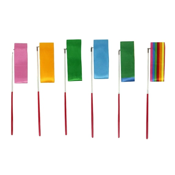 6 Pcs 2m Art Gymnastic Gym Ribbons Ballet Streamer Twirling Rod Stick For Gym Training Dance Ribbon