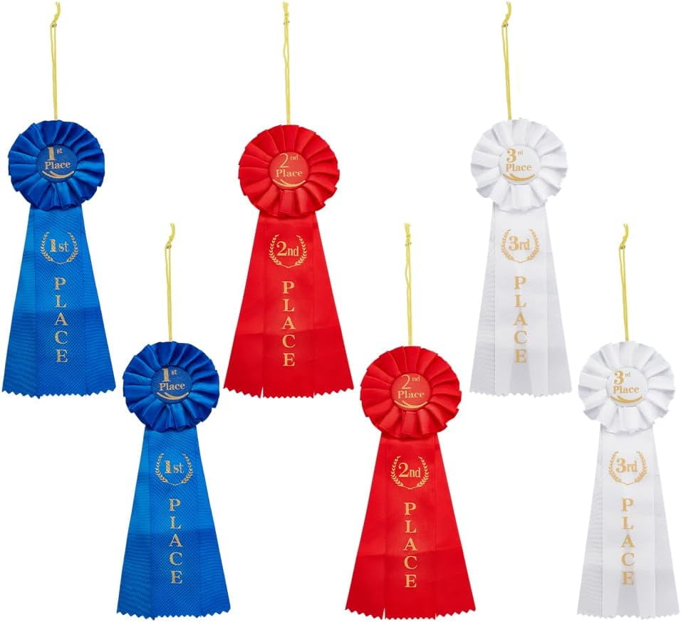 6 Pcs 3 Colors Award Ribbon Set 1st Place Rosette Ribbon Satin ...