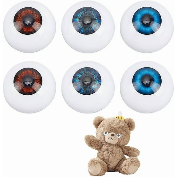 6 Pcs 3 Colors Realistic Eyes 23.5mm Scary Eyes Eyeballs Acrylic Eyes Half Round Eyes for Decoration Props Crafts Party and Cosplay Mixed Color