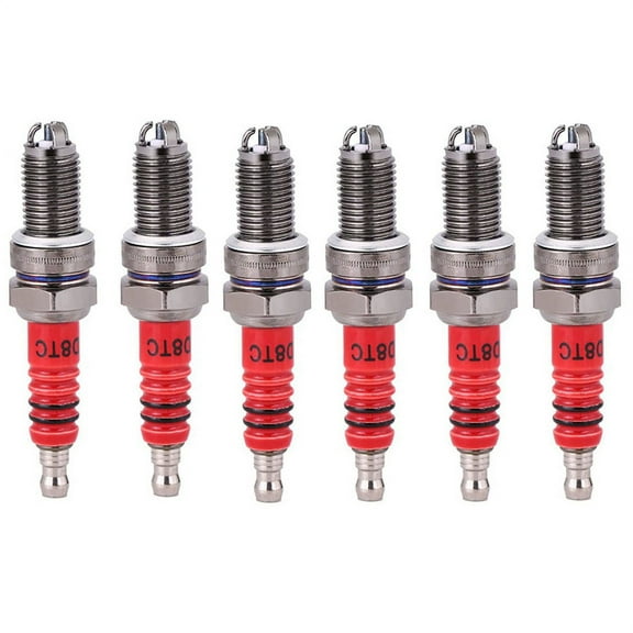 6 Pcs 3-Electrode Spark Plug D8TC for 125Cc 150Cc 200Cc 250Cc Scooter ATV Quads,6pcs x Spark Plug,Red & Silver
