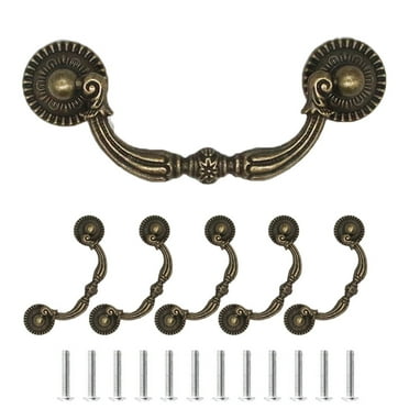 6 Pcs 3 Inch Bail Handle Drop Pulls Vintage Drop Bail Drawer Pulls Antique Bronze Cabinet Pull Handles (3" Hole Spacing, 4" Total Length)