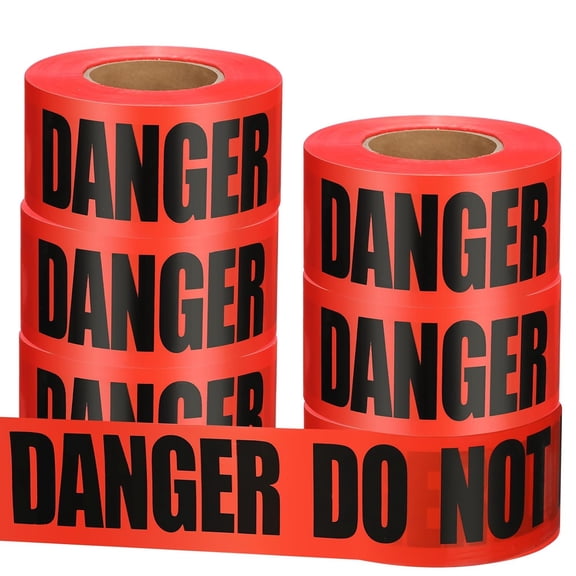 6 Pcs 3 Inch x 1000 ft Caution Danger Tape Roll Do Not Enter Cross Construction Warning Safety Tape for Hazardous Areas Halloween (Danger,Red)