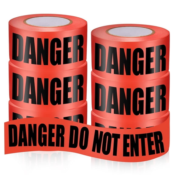 6 Pcs 3 Inch x 1000 ft Caution Do Not Enter Tape Red Danger Tape Roll Crime Scene Construction Warning Safety Tape for Hazardous Areas Halloween