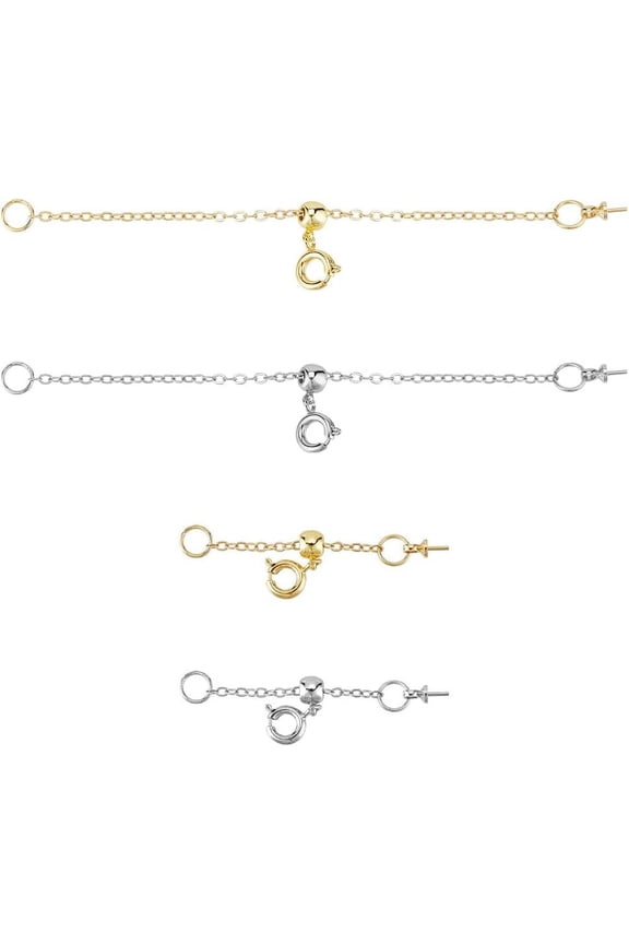 6 Pcs 3 Sizes Brass Necklace Extenders Necklace Extender Chain with Spring O Ring Clasps and Peg Bails Jewelry Extension Chain Jewelry Accessories for DIY Crafting Bracelet for DIY