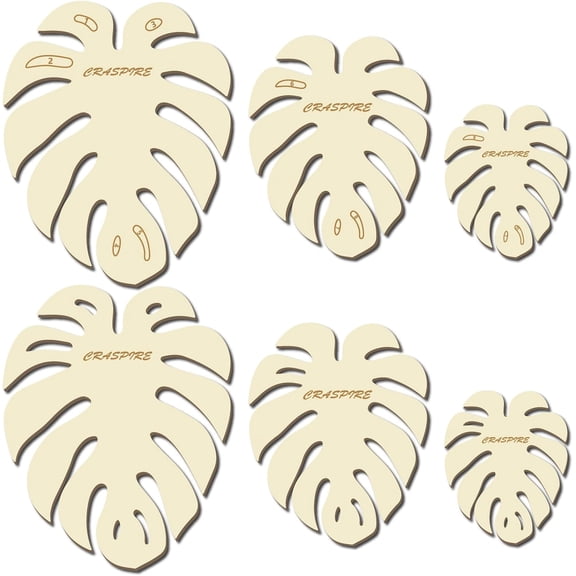 6 Pcs 3 Sizes Macrame Leaf Cutting Molds Summer Palm Monstera Leaves Natural Wooden Template Wood Rustic Tassel Templates Hanging Tool for DIY Crafts Making Home Wall Decoration