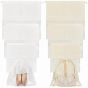 6 Pcs 3 Style Dustproof Drawstring Bags Non-woven Fabric Packing Pouches Drawstring Bags Dust Covers Pouches with Visible Window for Purse Handbags Packing Shoe Pouch Bag - White & Beige 1bag