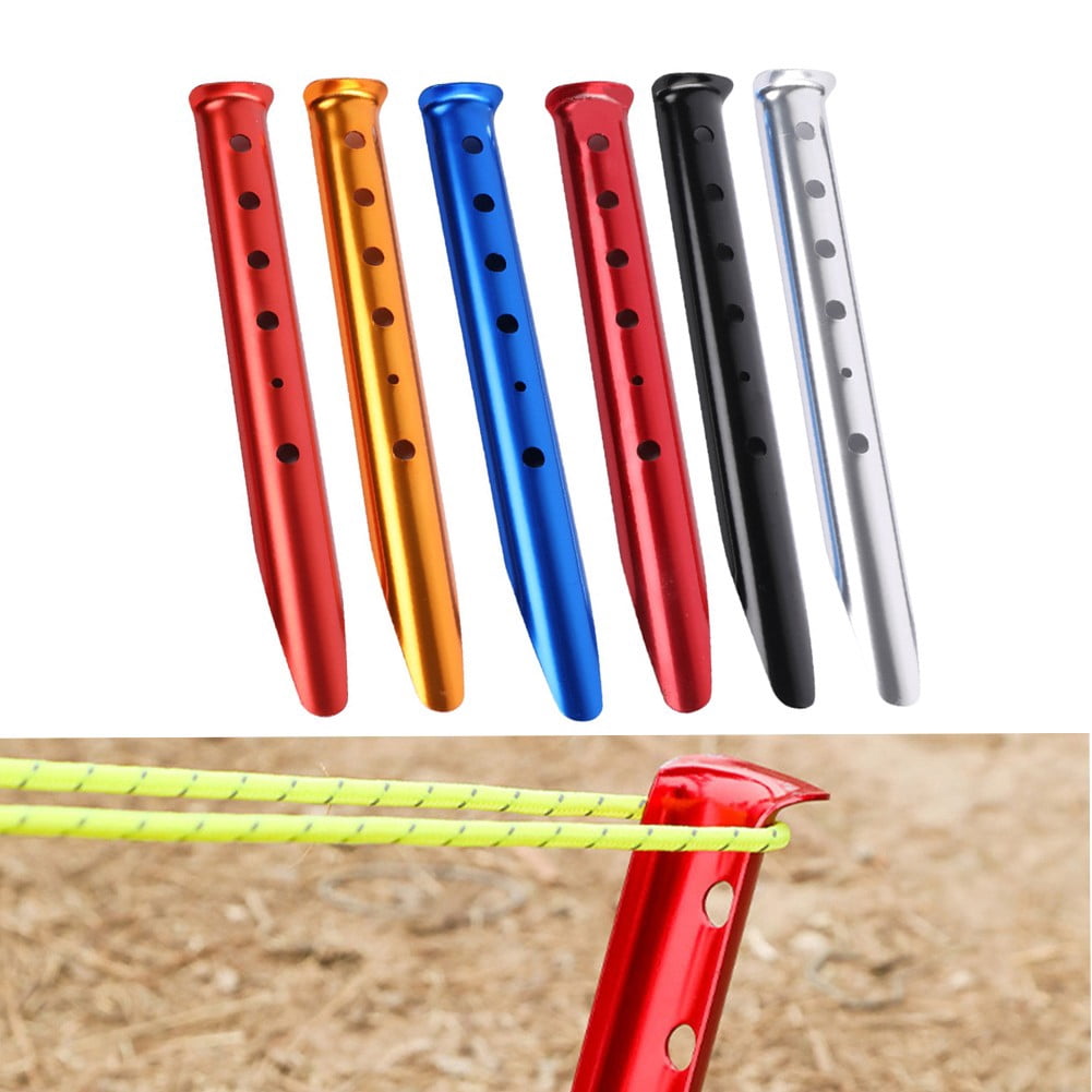 6 Pcs 31Cm Colorful U-Shaped Tent Nail Tent Stakes Snow Peg Sand Peg For Outdoor Camping Hiking Beach Ground Tent Accessories Orange