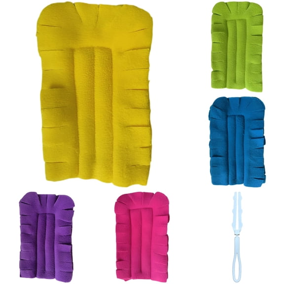 6 Pcs 360 Electrostatic Duster Refills with 7.3 x 4.7 in Washable & Reusable Fleece Pads, 5 Colors Cleaning Tool Refill with Handle, 36.6 in Long Duster for Blinds, Car, Pet Hair, Ceiling Fan