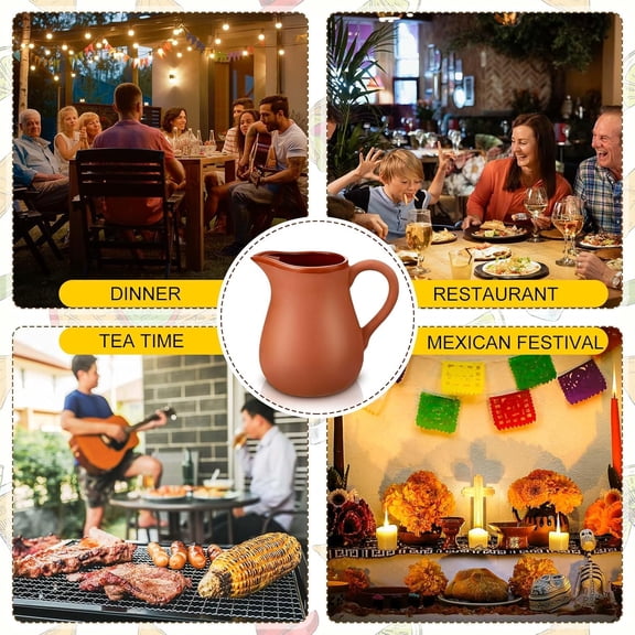 6 Pcs 37oz Cantaritos De Barro Mexicanos Large Mexican Clay Mugs Clay Cups Jarritos De Barro Mexicanos Cocktail Glasses and Tea Cups for Margaritas Mojitos Cold Hot Drinks (Classic)