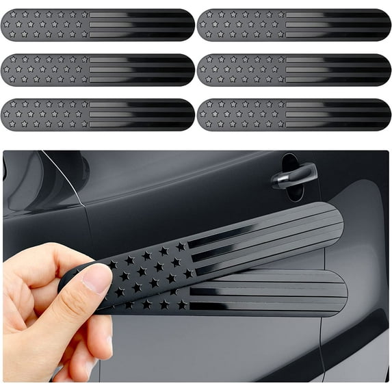 6 Pcs 3D American Flag Decal, 1x6 Inch Black Metal Patriotic Car Badge for SUV, Truck, Motorcycle