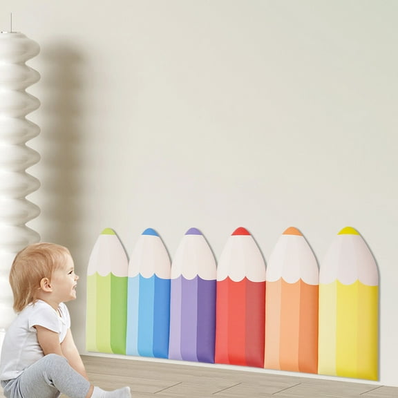 6 Pcs 3D Pencil-Shaped Wall Padding for Kids Wall Mats for Kids Wall Protection