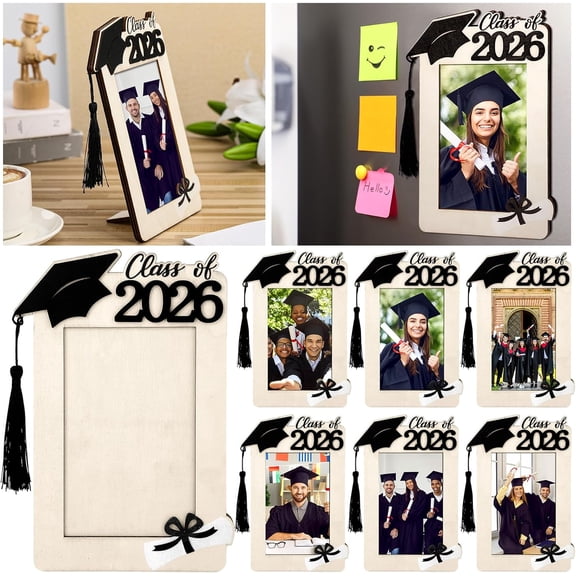 6 Pcs 3D Wooden Photo Frame Suitable for Graduates Class of Graduation Gift with Horizontal Display, Rectangular Picture Frame for Diploma Display, Award Presentation