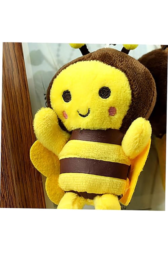 6 Pcs 4.34 Inches Stuffed Bees Plush Soft Small Bee Stuffed Animal Honeybee Plush Keychains Realistic Cartoon Toys Adorable Doll for Birthday Party Favors