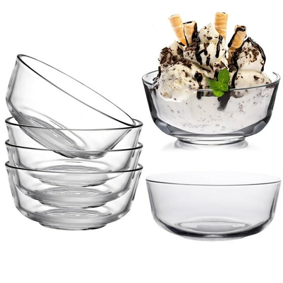 6 Pcs 4.5" Small Glass Bowls, Dingrich 10oz Meal Prep Bowl, Glass Dessert Bowls, Clear Serving Bowl for Dessert, Snack, Candy, Ice Cream (4.53 x 4.53 x 1.97 in)
