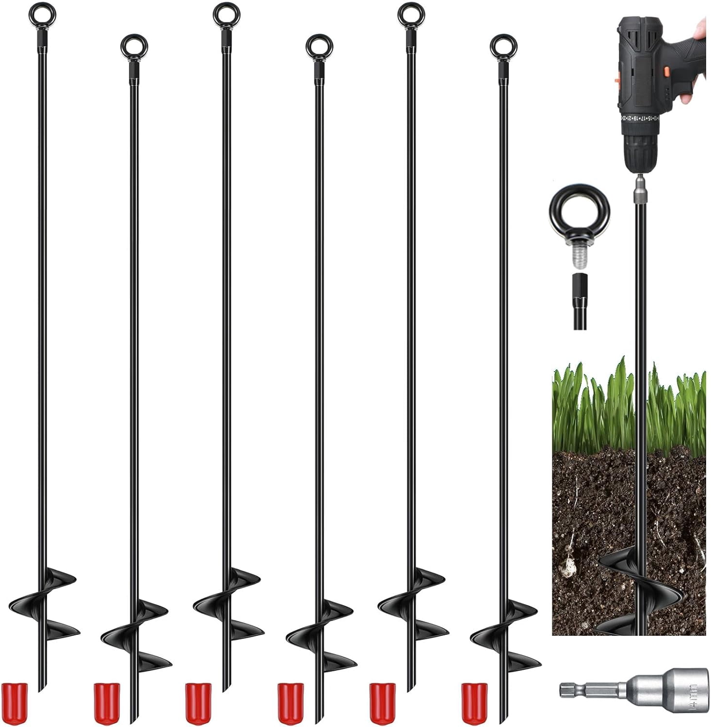 6 Pcs 40 Inch Extra Long Ground Anchor 4