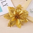 thumbnail image 1 of 6 Pcs 5.5" Glitter Poinsettia Artificial Christmas Flowers with Clips Stems, Decorations Tree Flower for Valentines Day New Year Wedding Party Xmas Tree Ornament Wreath Decoration Gold, 1 of 9