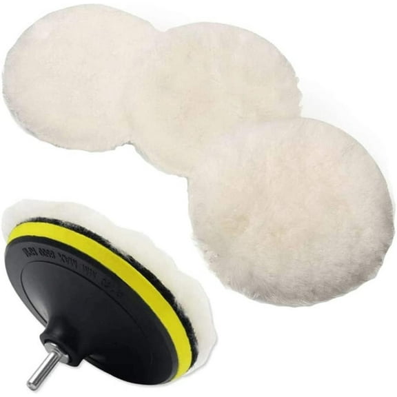 6 Pcs 5/6/7 Inch Wool Polishing Buffing Pad Polishing Buffing Wheel for Drill Buffer Attachment with M14 Drill Adapter
