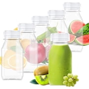 6 Pcs 5 OZ Reusable Plastic Juice Bottles Transparent Beverage Container with White Lids
